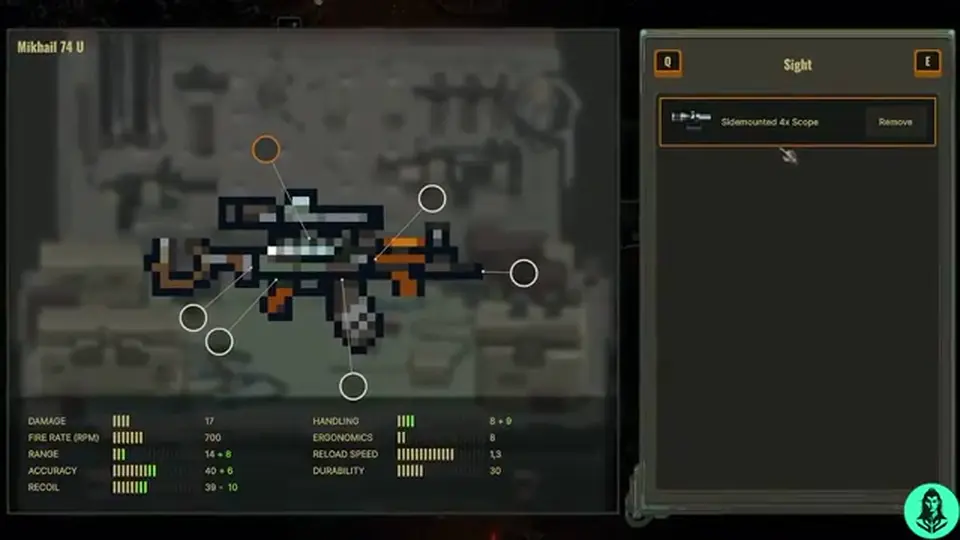 Scavland attachment slots on Mikhail 74 U with sidemounted 4x scope