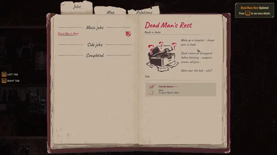 Scavland journal job list with Map and Relations tabs