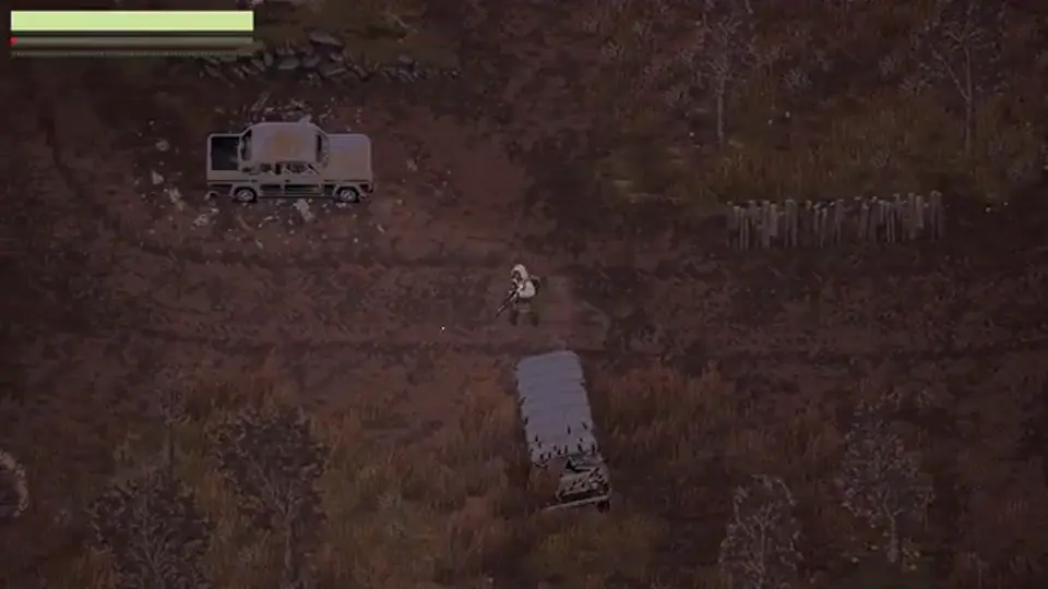 Scavland surface HUD while crossing a road — not a fake atlas